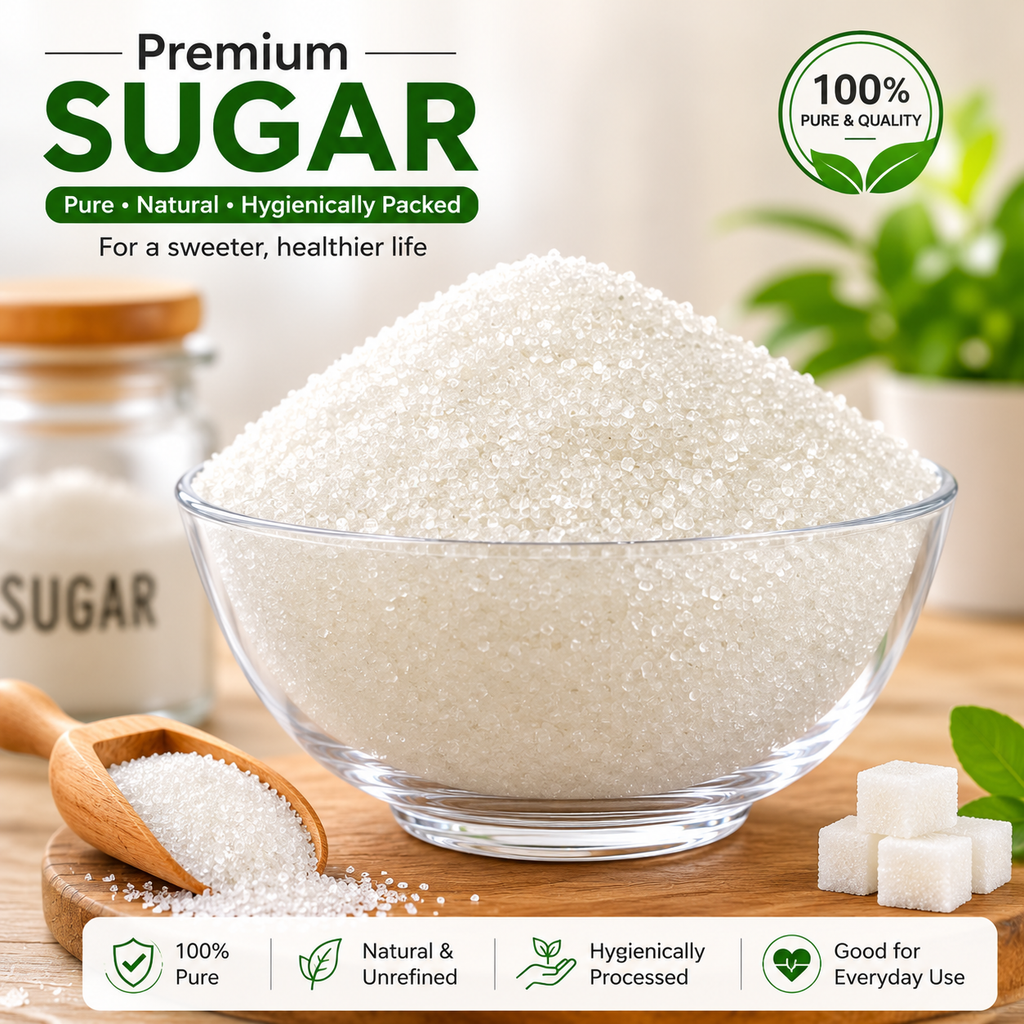 Premium White Sugar (Madhur Chini) – Pure, Hygienically Processed & Fine Crystal Sugar for Everyday Use