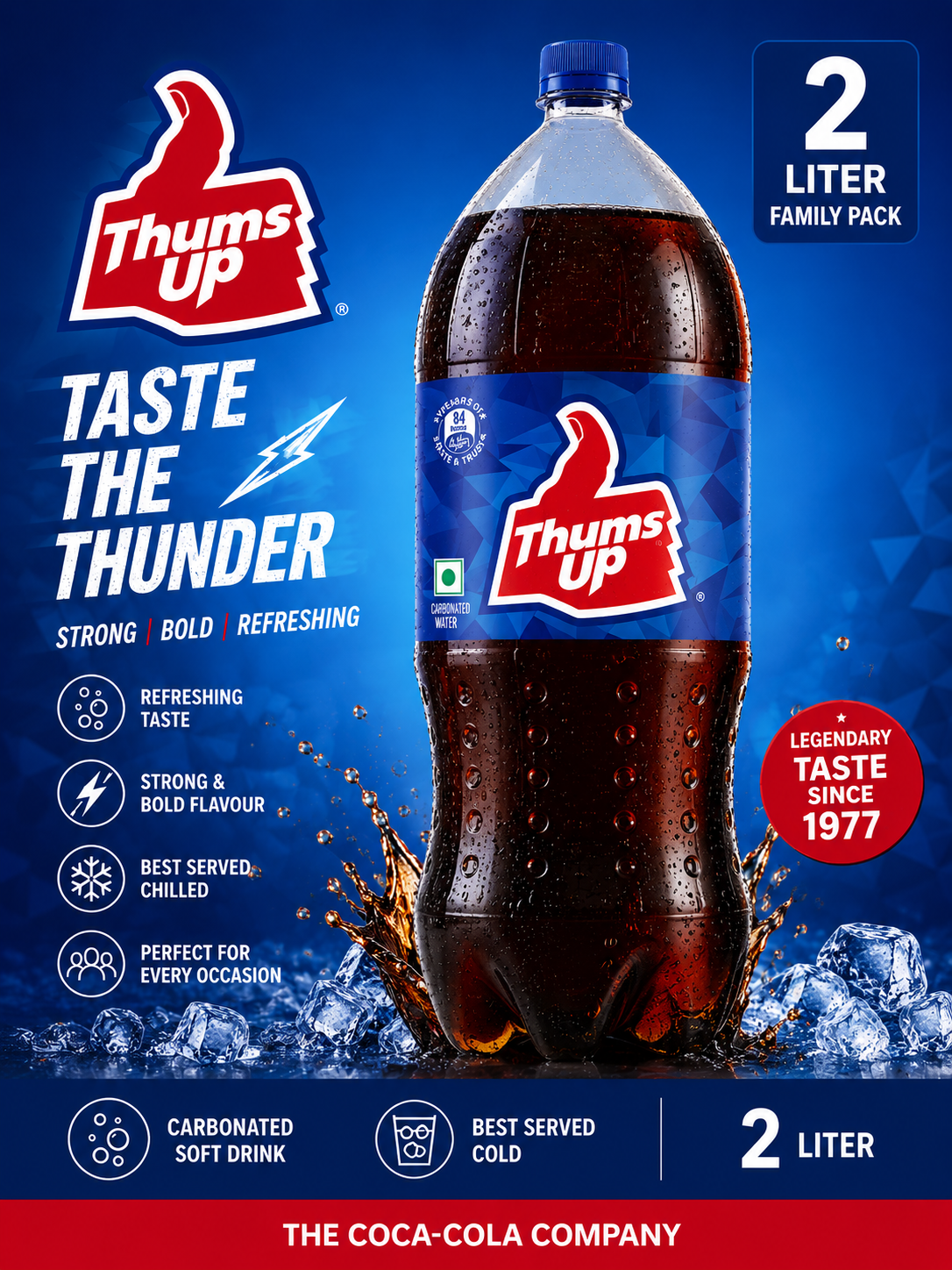 Thums Up Soft Drink 2L PET Bottle | Strong & Bold Carbonated Cold Drink | Family Pack