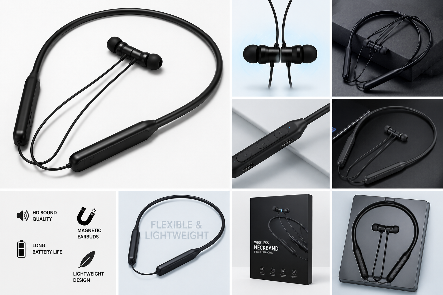 Premium Wireless Bluetooth Neckband Earphones | Deep Bass | Long Battery | Fast Charging | HD Calling
