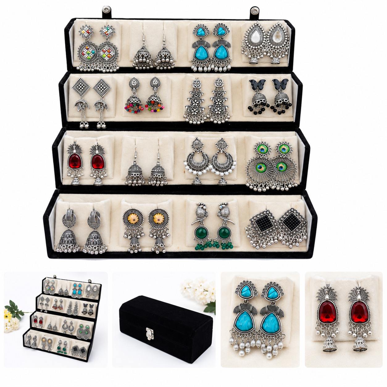 Premium Oxidized Silver Earrings Combo Set | 24 Stylish Traditional & Boho Earrings for Women & Girls | Party, Wedding & Daily Wear