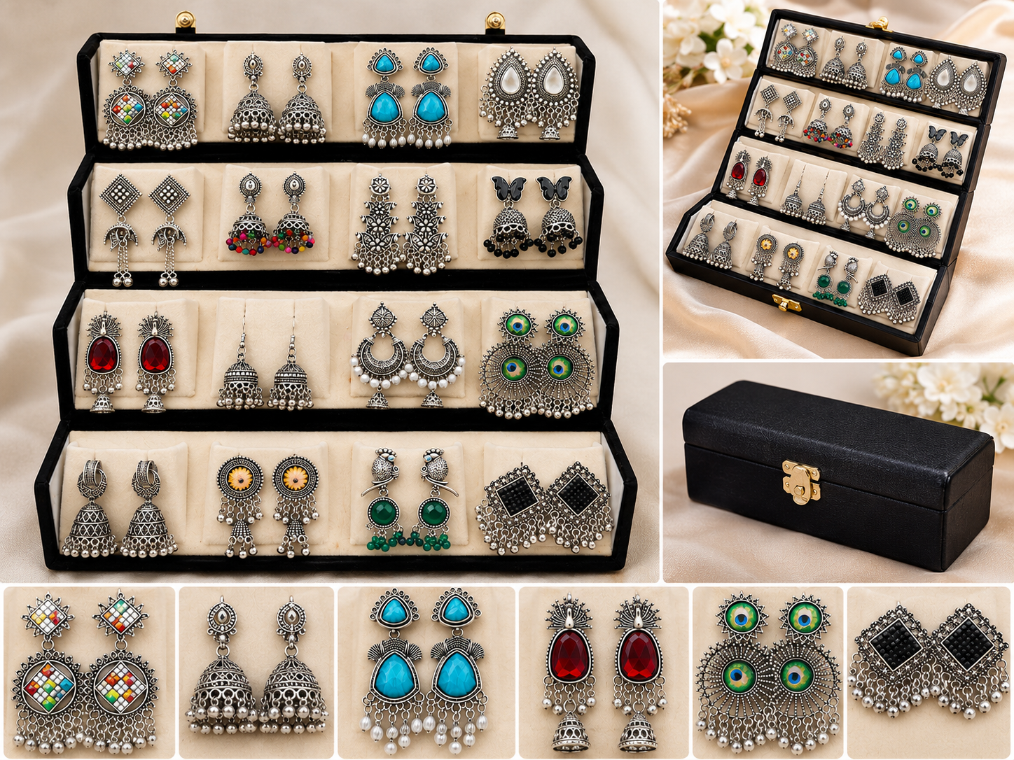 Premium Oxidized Silver Earrings Combo Set | 24 Stylish Traditional & Boho Earrings for Women & Girls | Party, Wedding & Daily Wear
