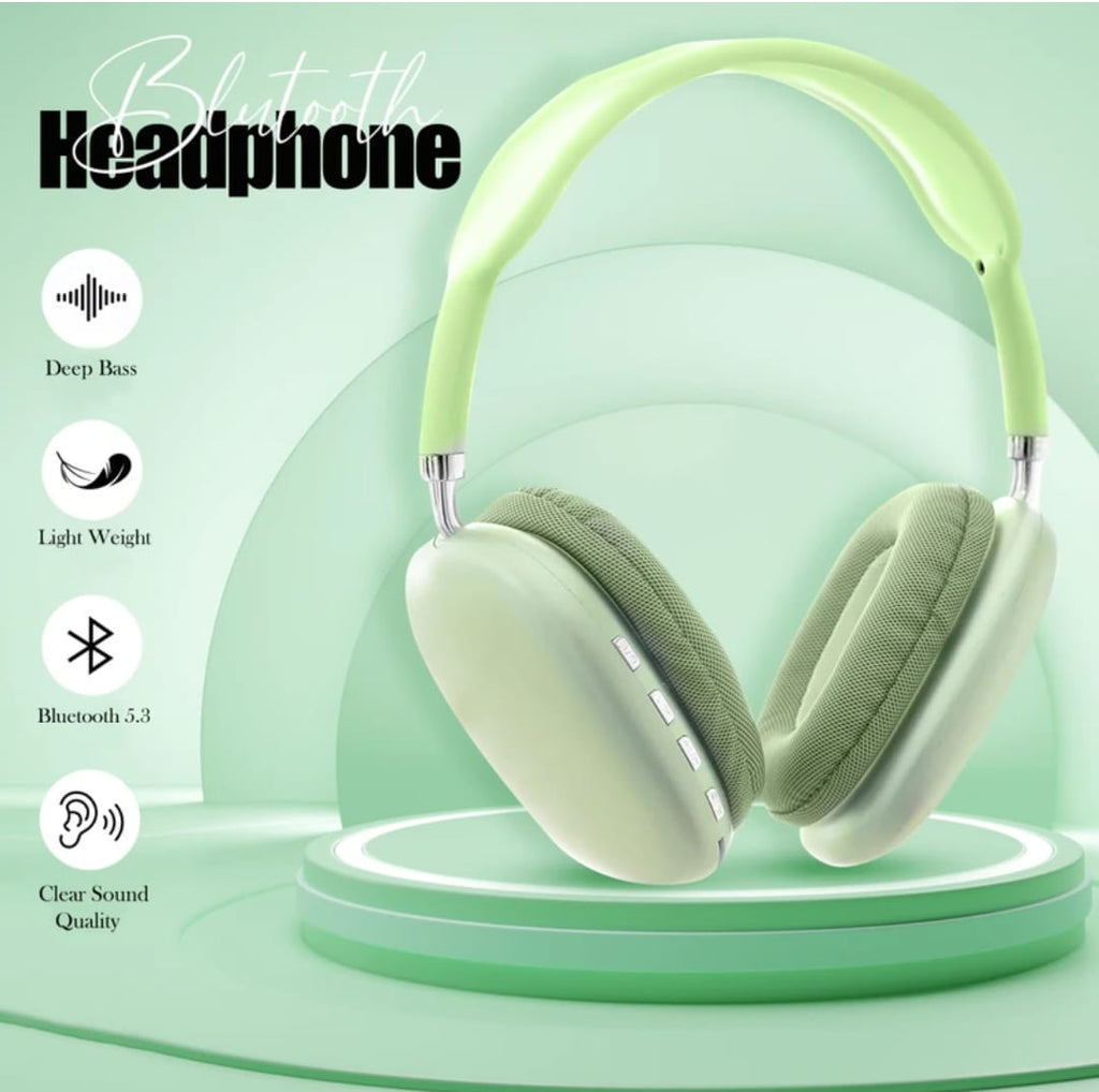 Wireless Bluetooth 5.3 Over-Ear Headphones with Deep Bass & SD Card Support | Foldable | Lightweight | AUX + USB Charging