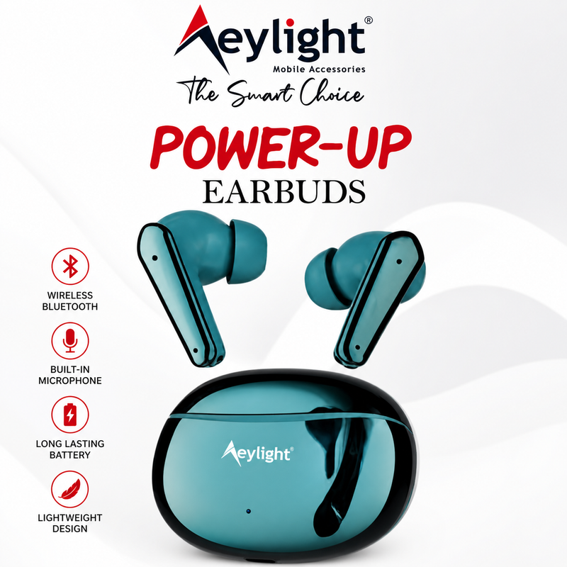 Aeylight Power-Up Wireless Bluetooth Earbuds with Mic & Charging Case