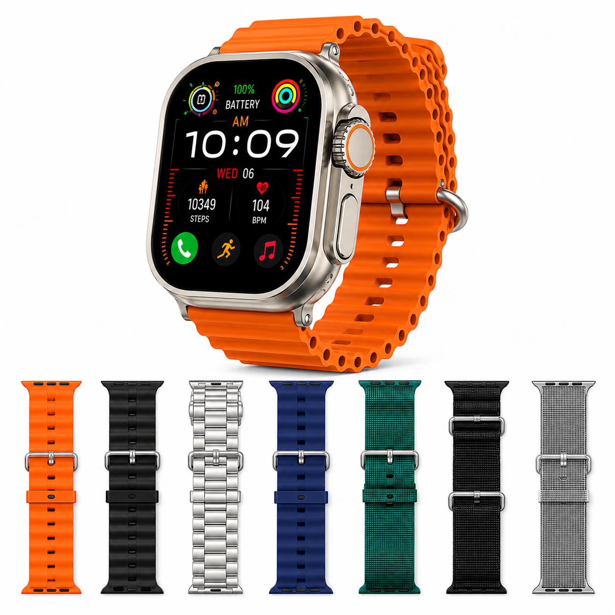 Ultra 3 Smart Watch with 7 Straps | 2.3” Big AMOLED Display | Wireless Charging | Premium Combo Pack