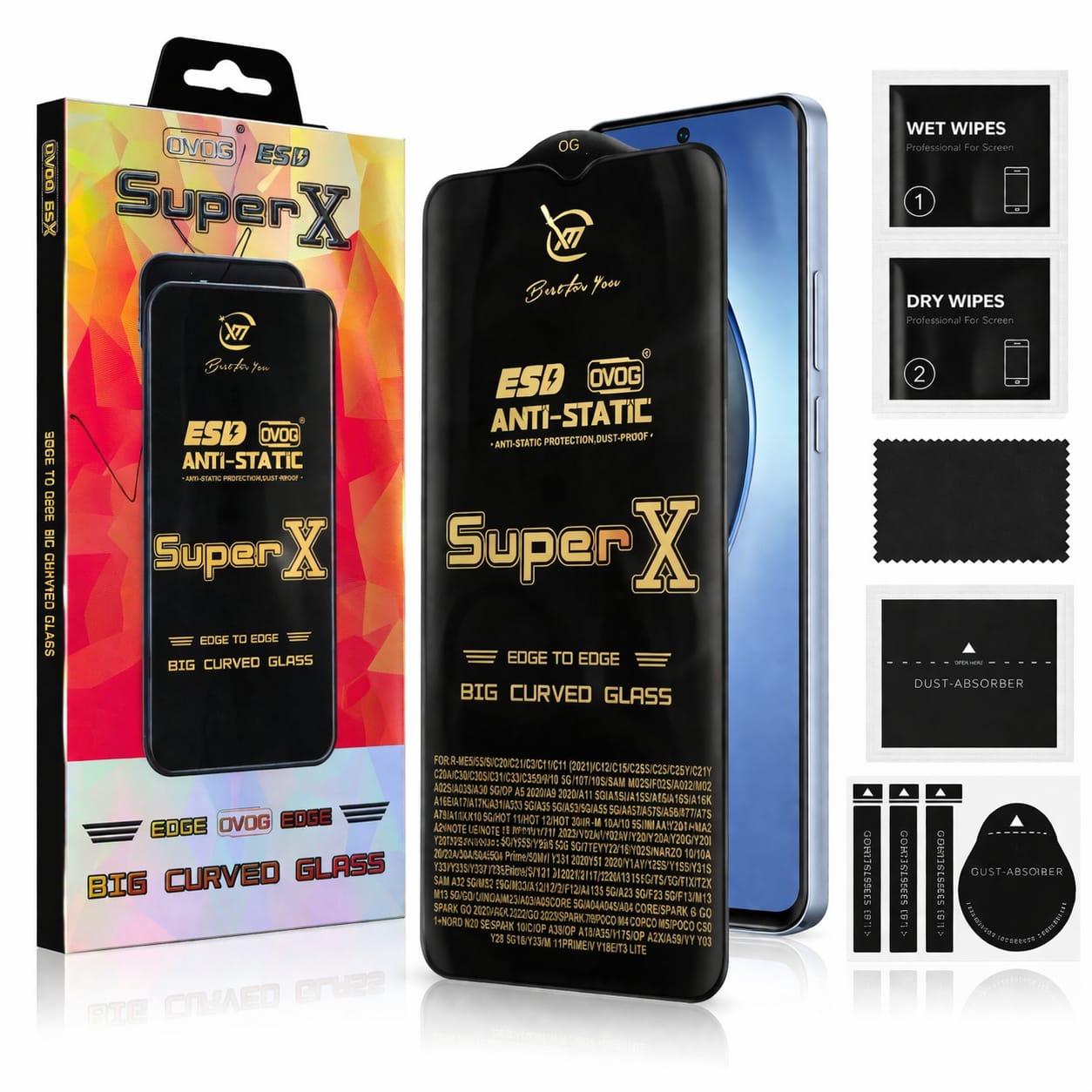 Realme 5/5S/5I SuperX 9H Big Curved Tempered Glass Full Screen Protection | Anti-Static | OG Quality